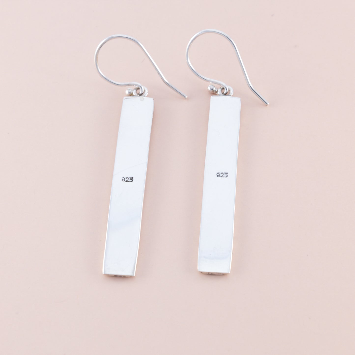 LAST PAIR - Rectangular Silver Drop Earrings