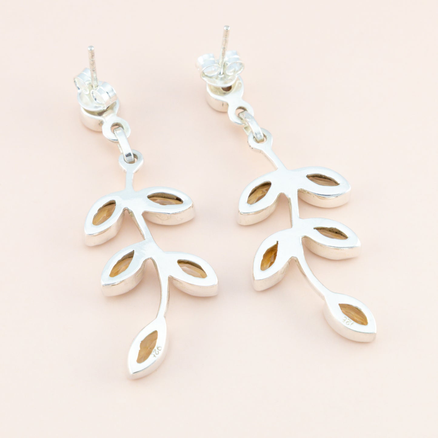 Citrine Leaf Dangle Earrings