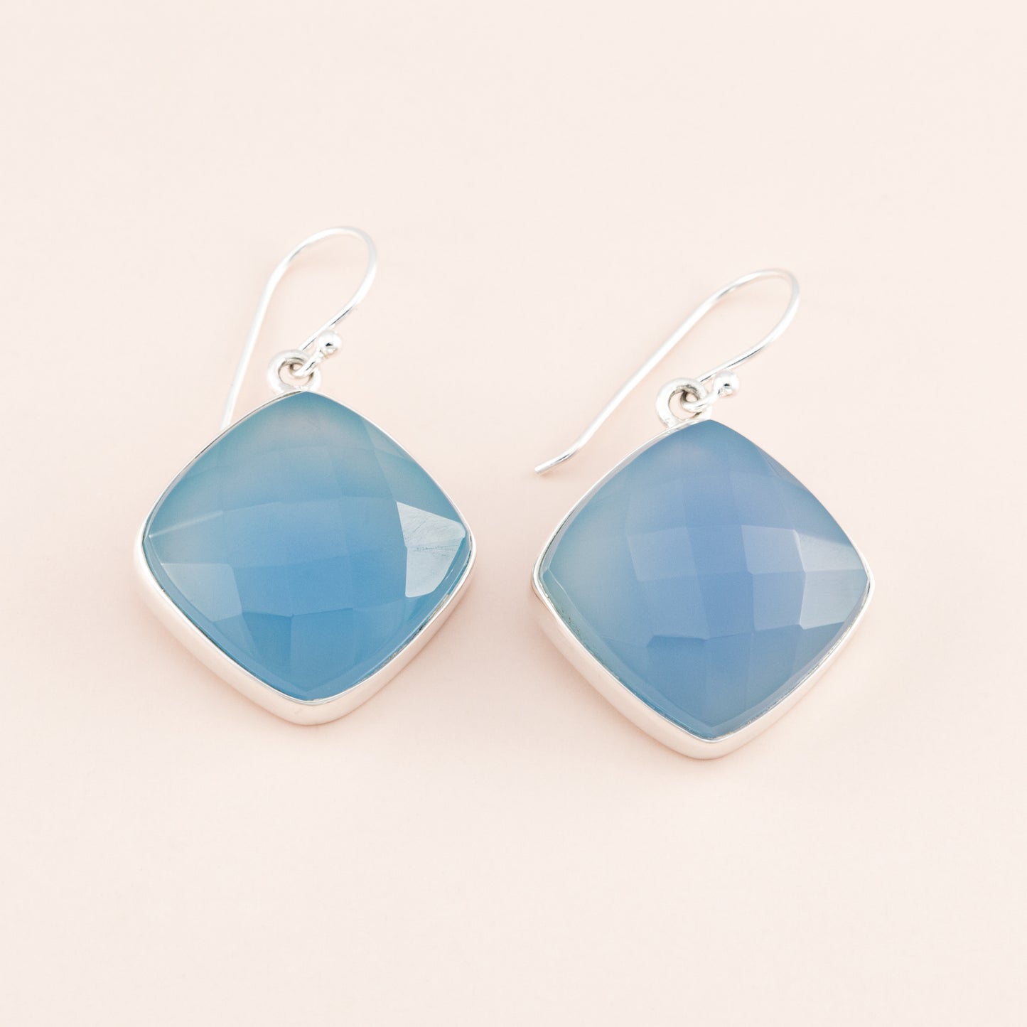Blue Chalcedony Gemstone Earrings