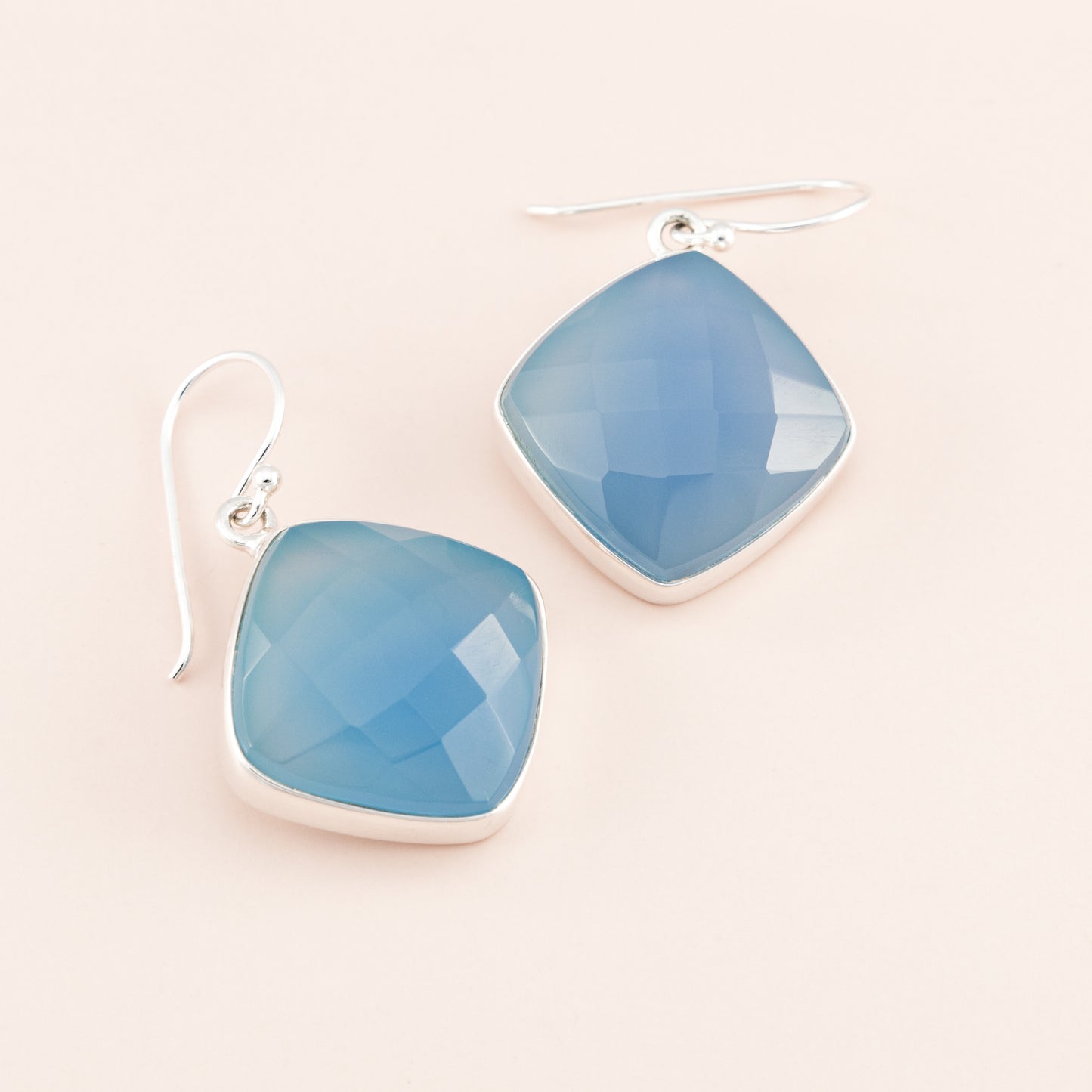 Blue Chalcedony Gemstone Earrings