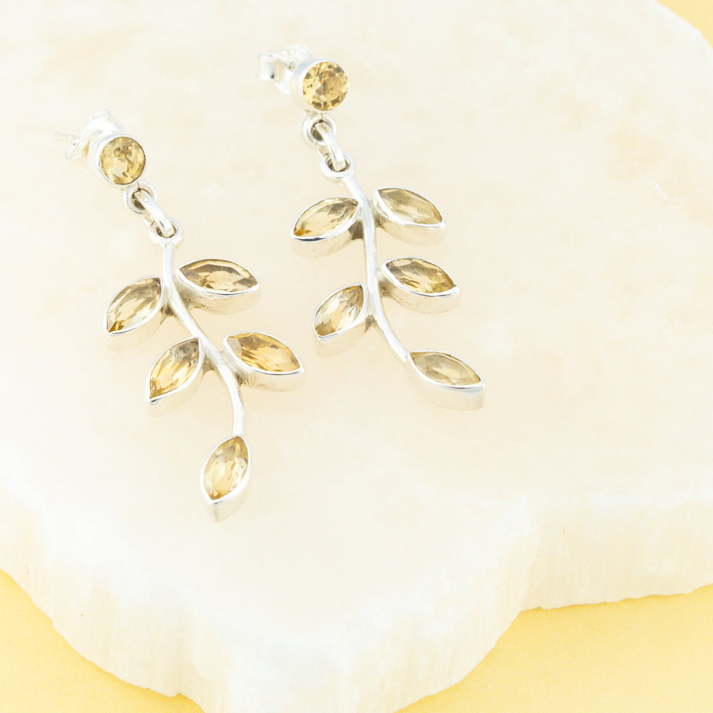 Citrine Leaf Dangle Earrings