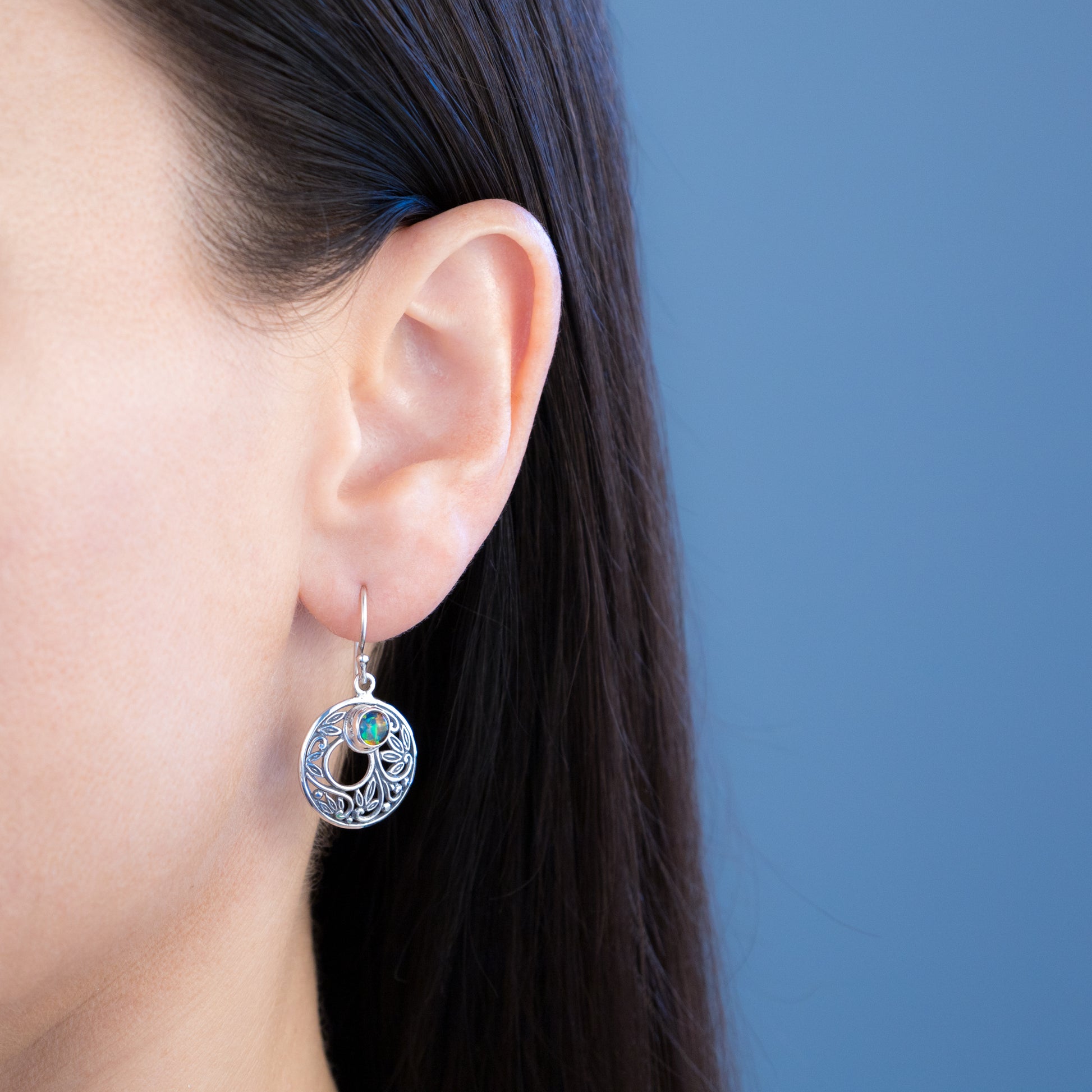 Sterling Silver Opal Flower Earrings - The Silver Alchemist