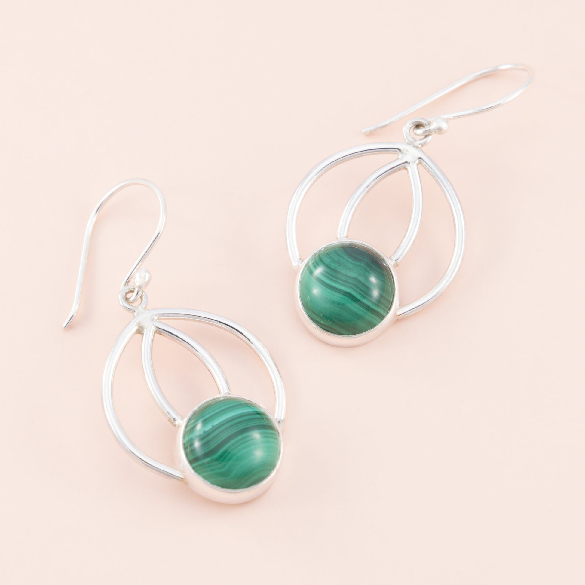 Sterling Silver Malachite Gemstone Drop Earrings - The Silver Alchemist