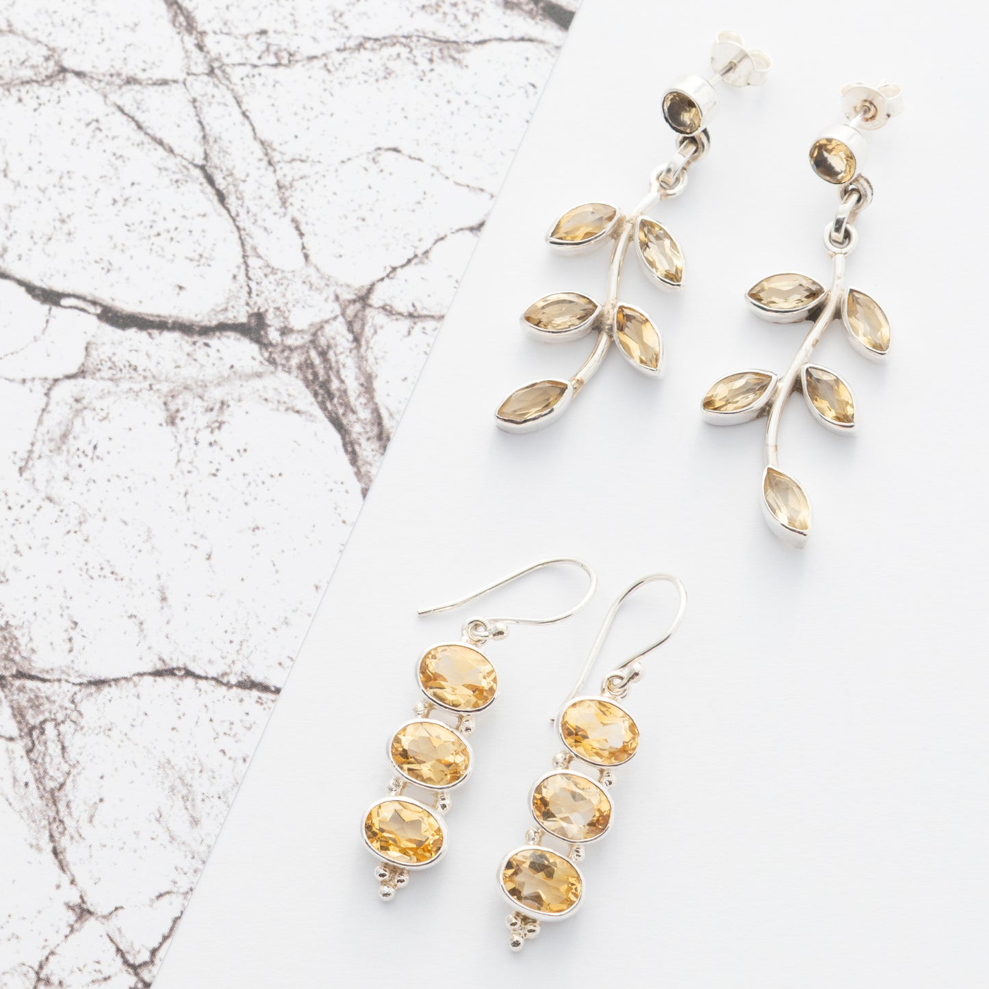 Citrine Leaf Dangle Earrings