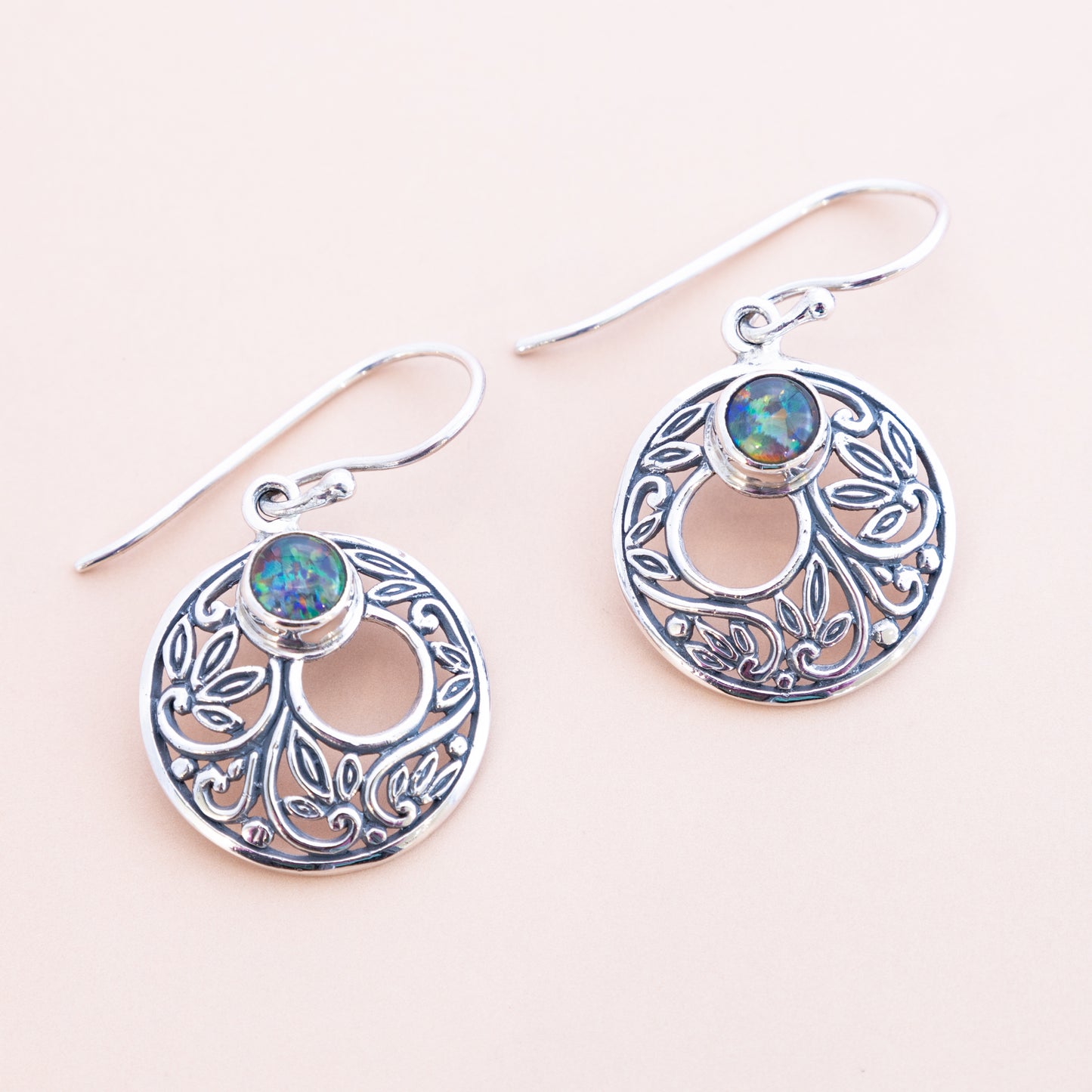 Sterling Silver Opal Flower Earrings - The Silver Alchemist