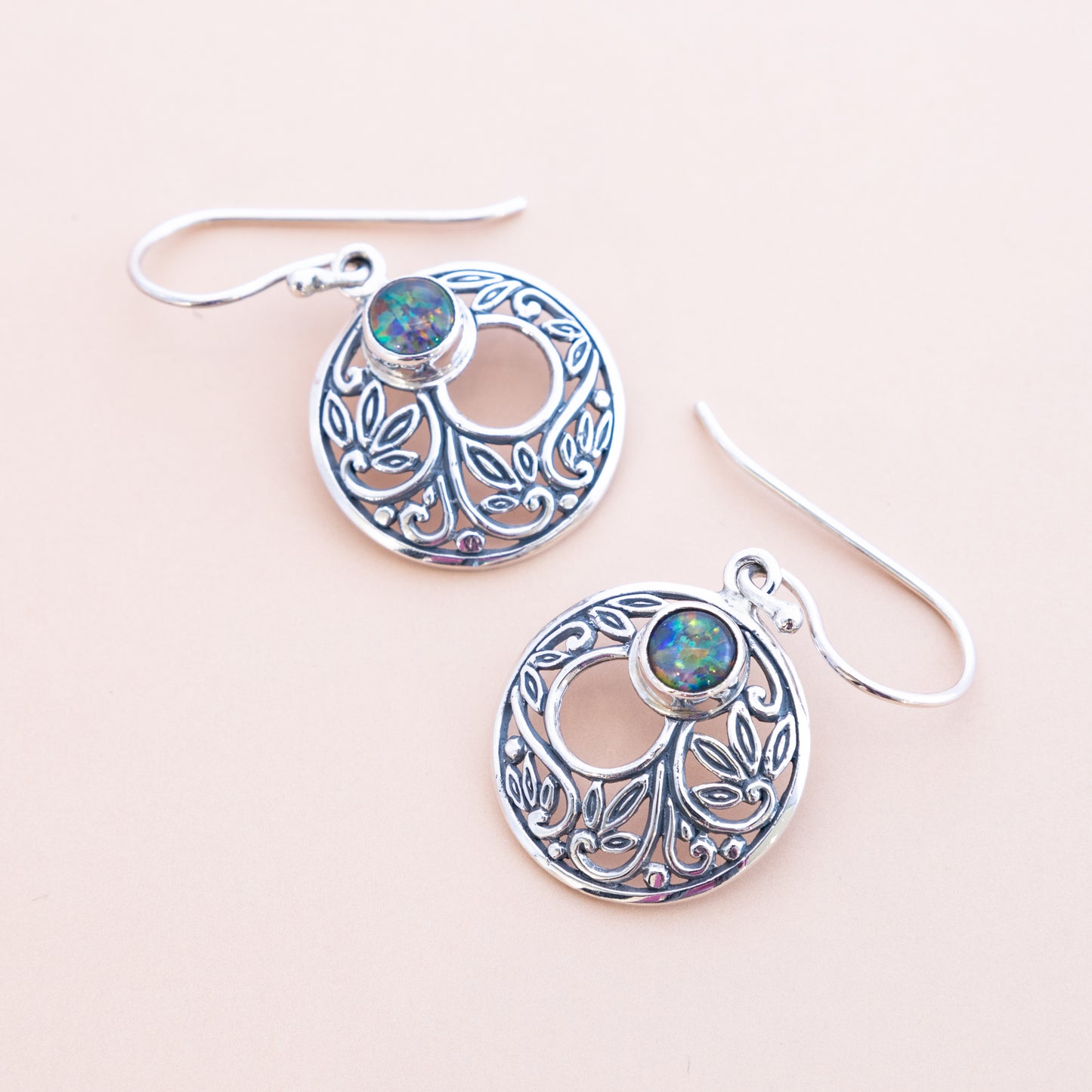 Sterling Silver Opal Flower Earrings - The Silver Alchemist