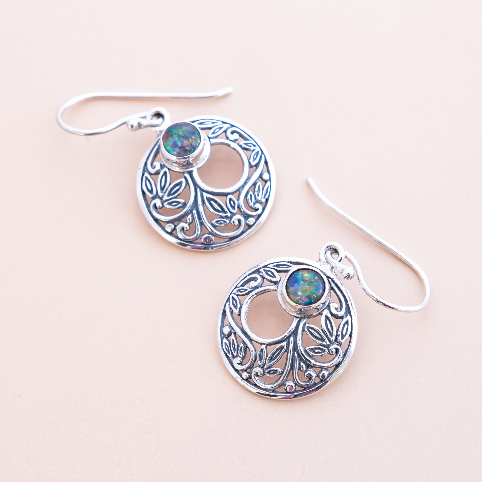 Sterling Silver Opal Flower Earrings - The Silver Alchemist