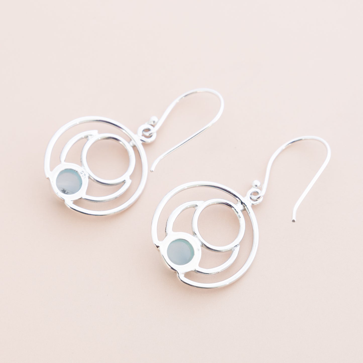 Spiralling Blue Chalcedony Earrings