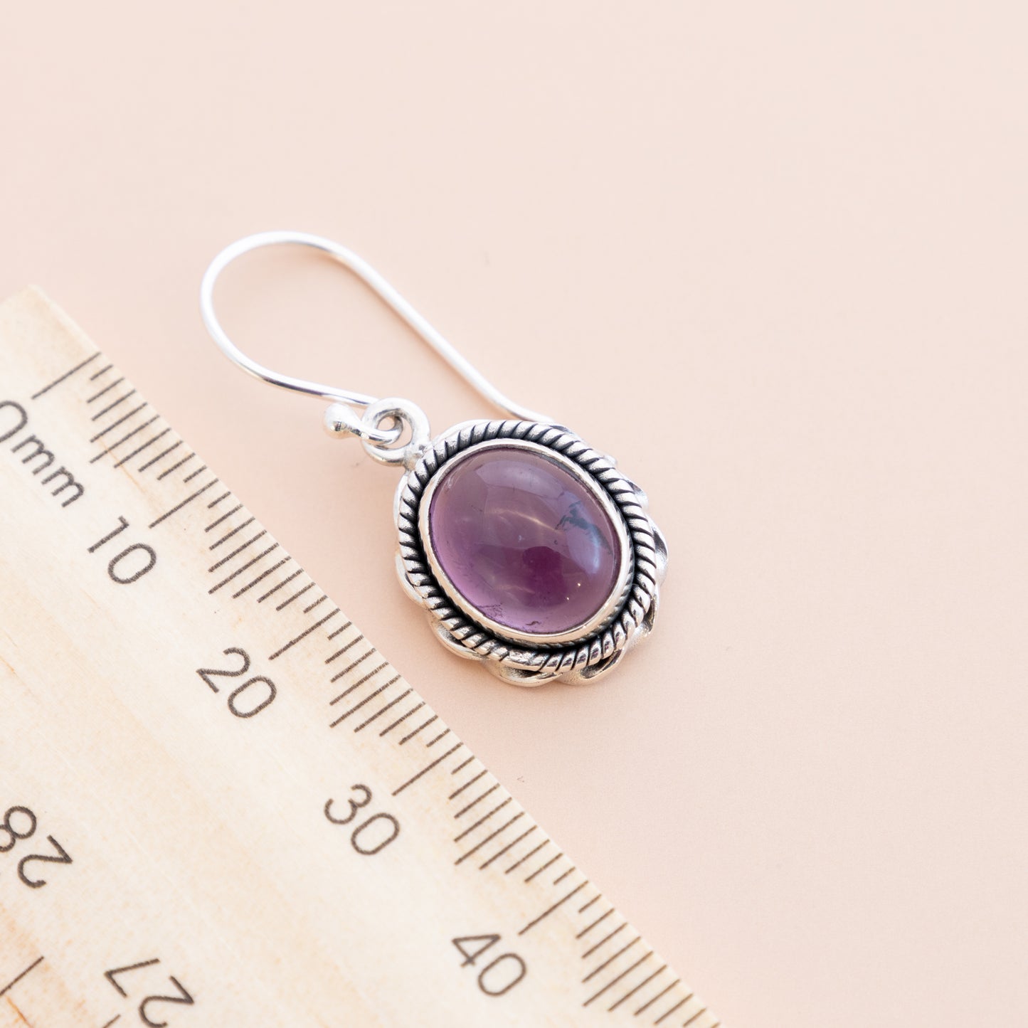 LAST PAIR - Oval Amethyst Gemstone Earrings