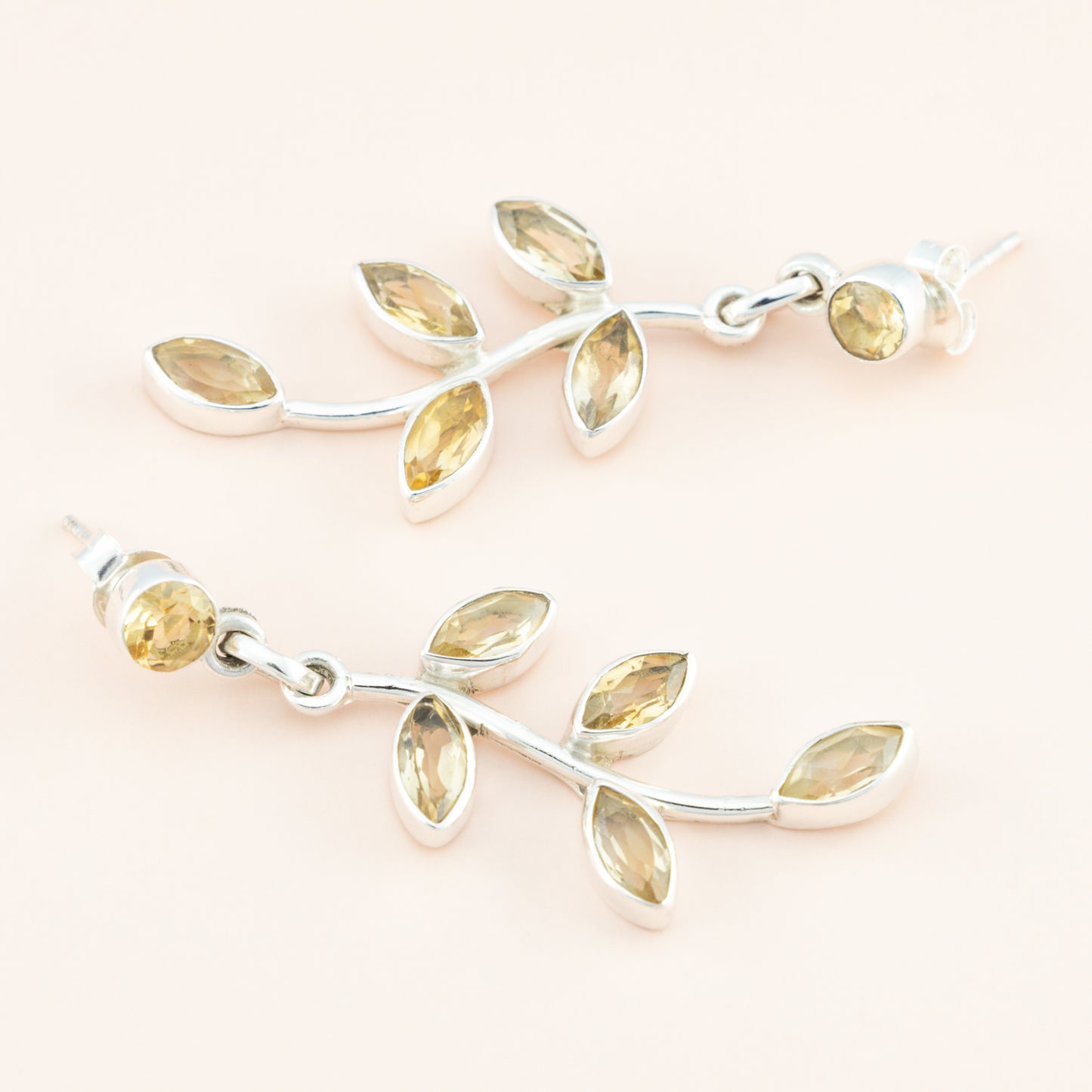 Citrine Leaf Dangle Earrings