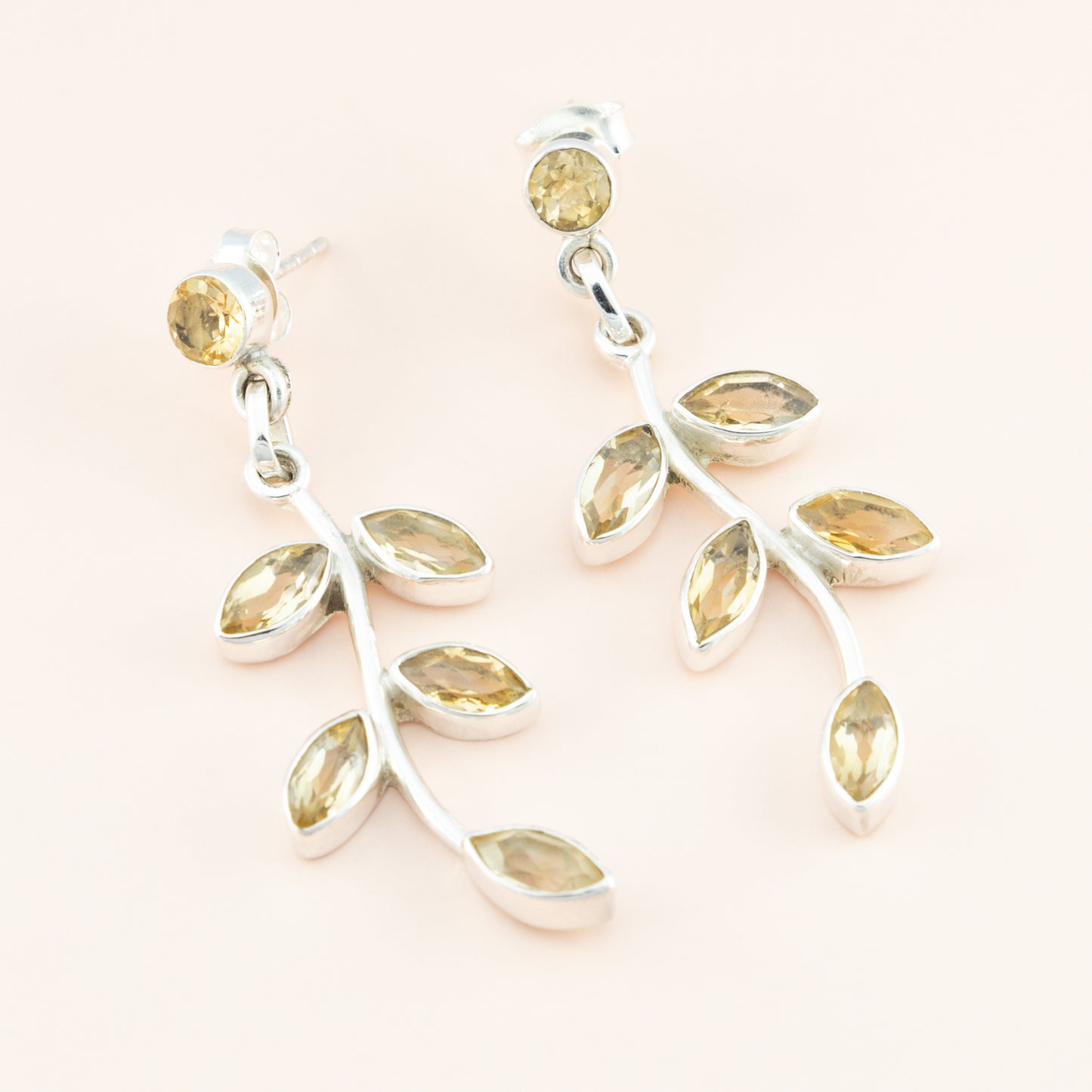 Citrine Leaf Dangle Earrings