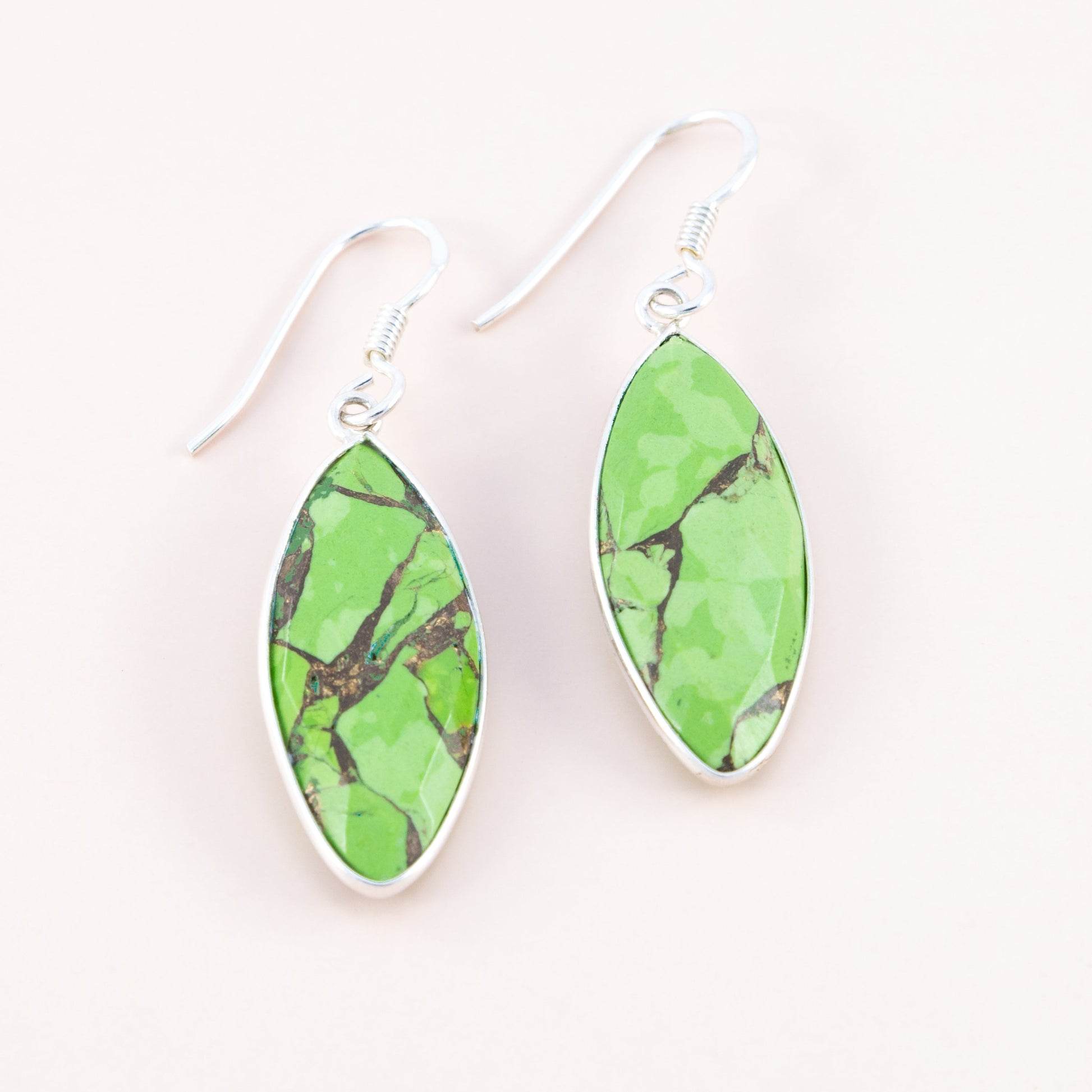 Sterling Silver Synthetic Green Copper Turquoise Earrings - The Silver Alchemist