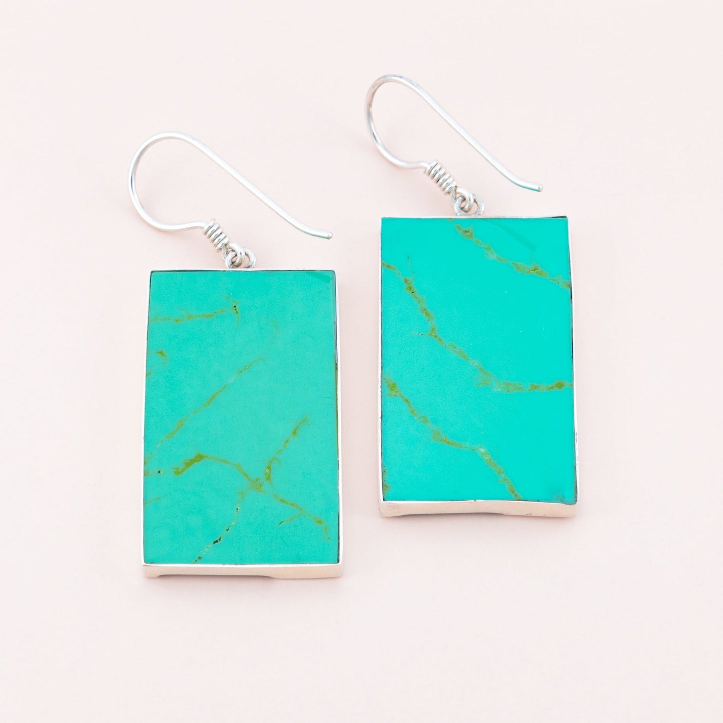Lab-Made Turquoise Silver Earrings