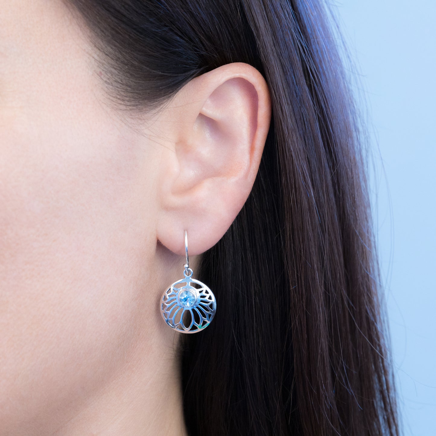 Sterling Silver Blue Topaz Filigree Earrings - The Silver Alchemist