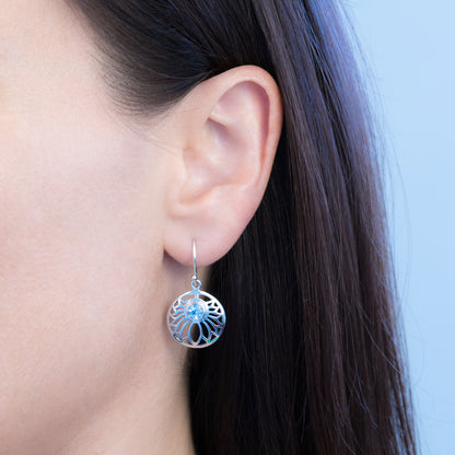 Sterling Silver Blue Topaz Filigree Earrings - The Silver Alchemist