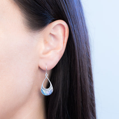 Sterling Silver Paua Shell Teardrop Earrings - The Silver Alchemist