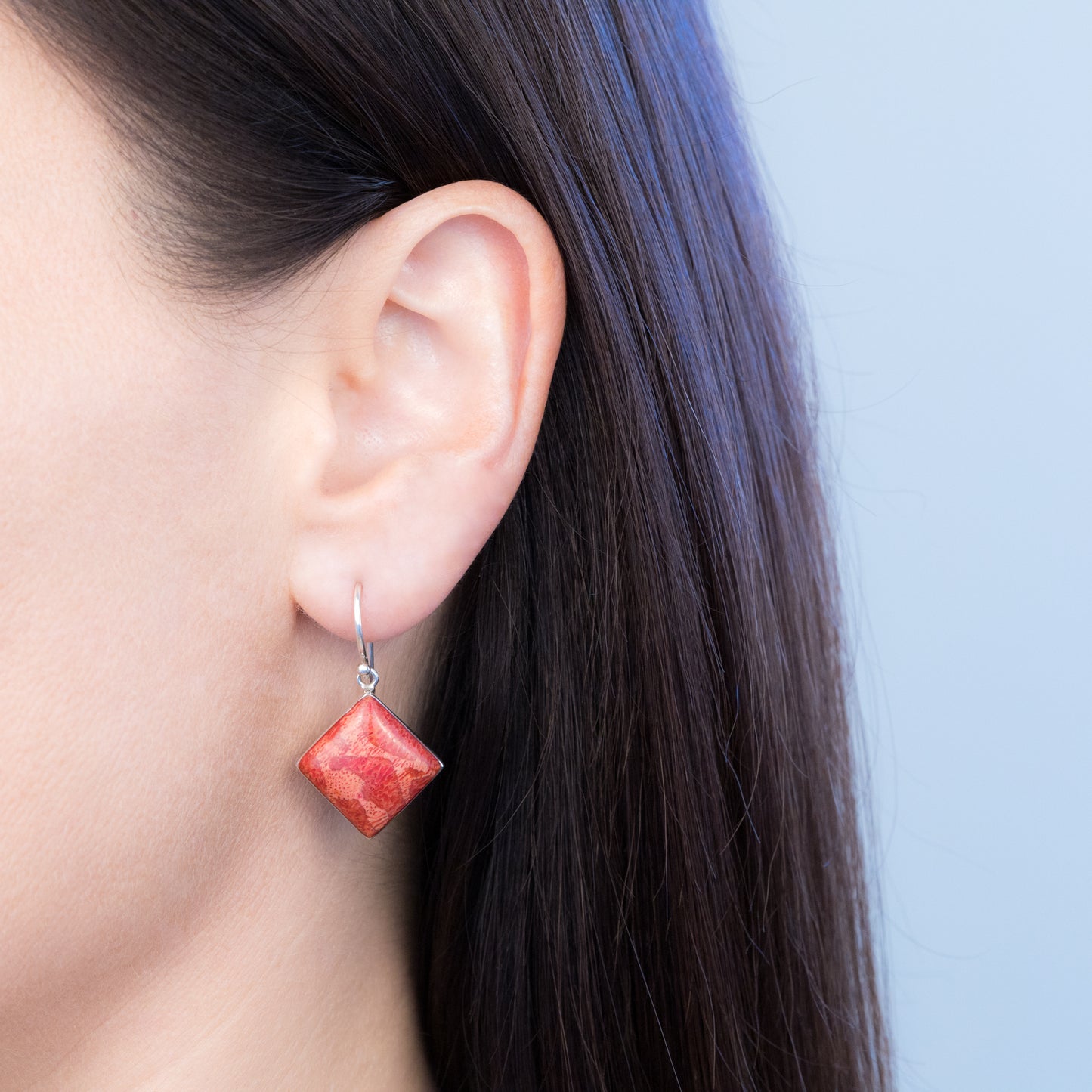 Sterling Silver Red Coral Dangle Earrings - The Silver Alchemist