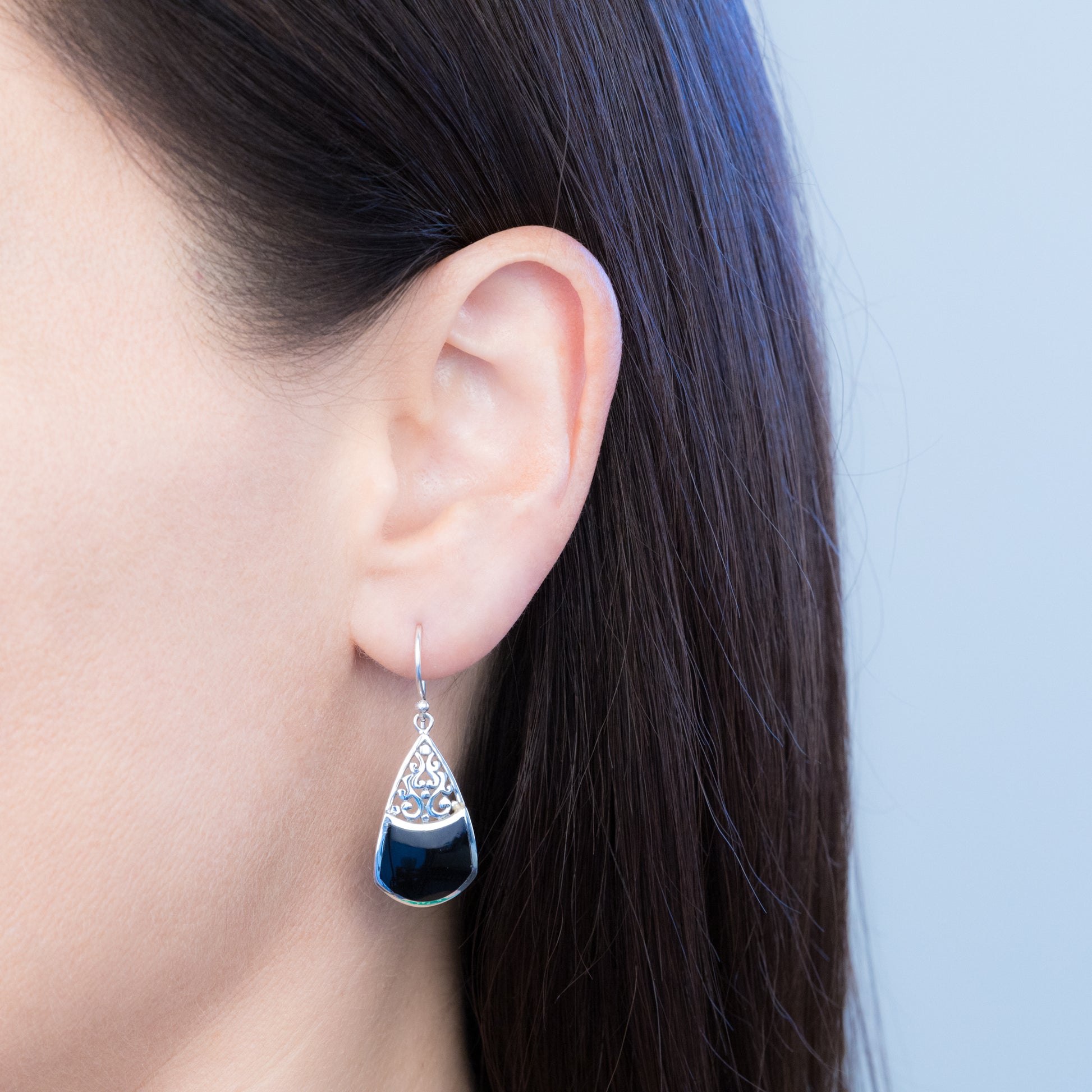 Sterling Silver Black Shell Earrings - The Silver Alchemist