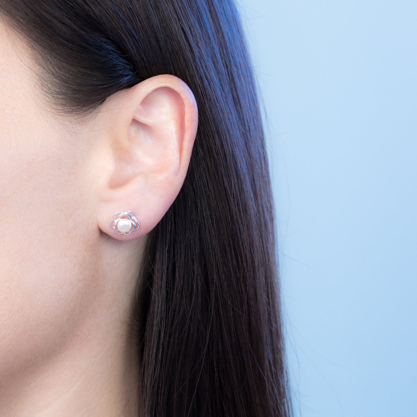 Sterling Silver Pearl Flower Studs - The Silver Alchemist