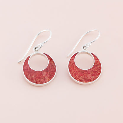 Sterling Silver Red Coral Open Earrings - The Silver Alchemist