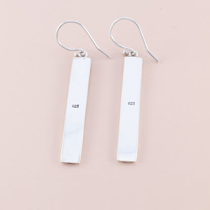 Rectangular Silver Drop Earrings