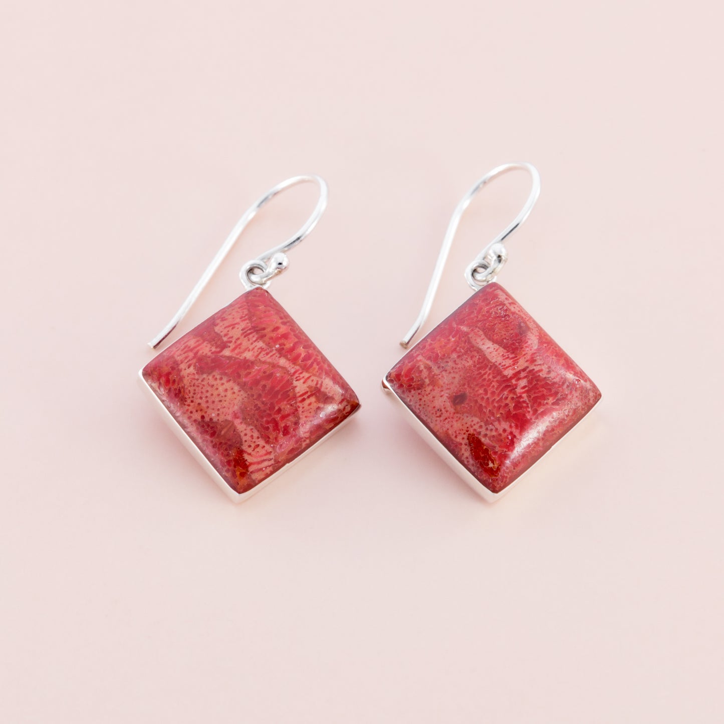 Sterling Silver Red Coral Dangle Earrings - The Silver Alchemist