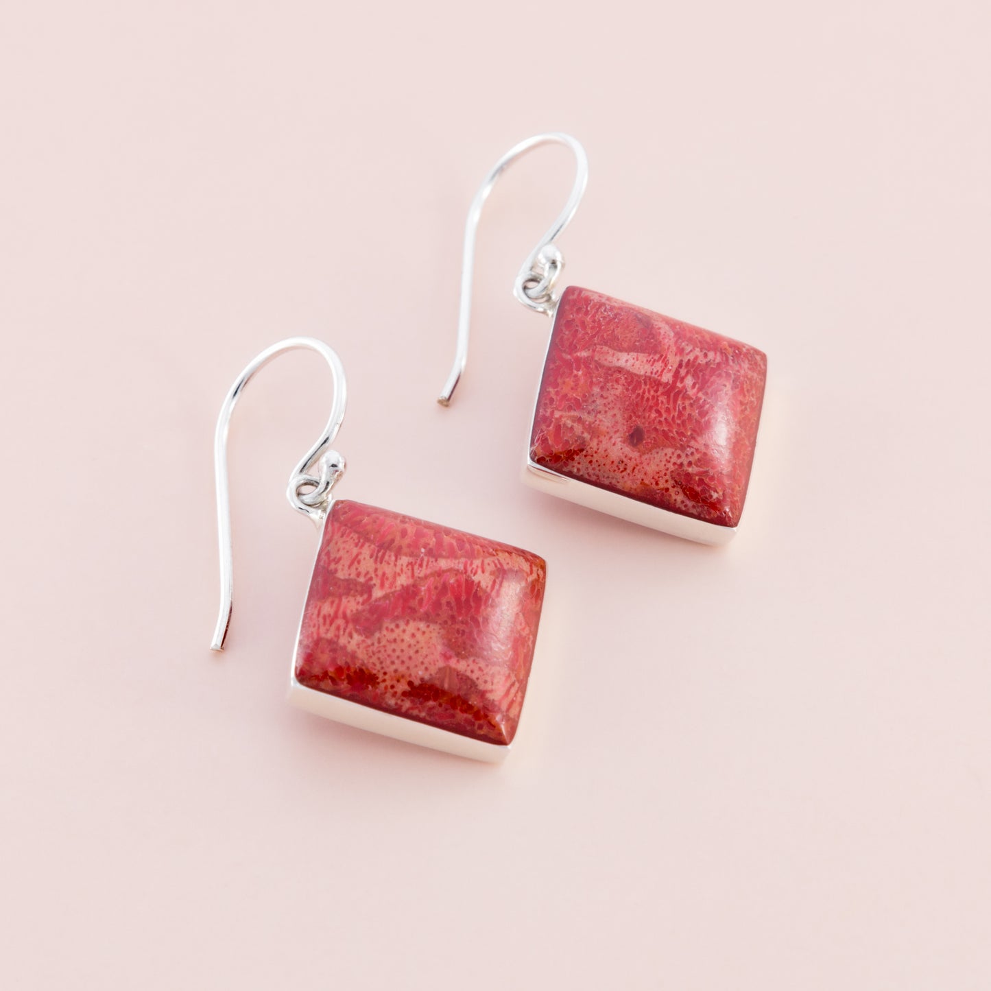 Sterling Silver Red Coral Dangle Earrings - The Silver Alchemist