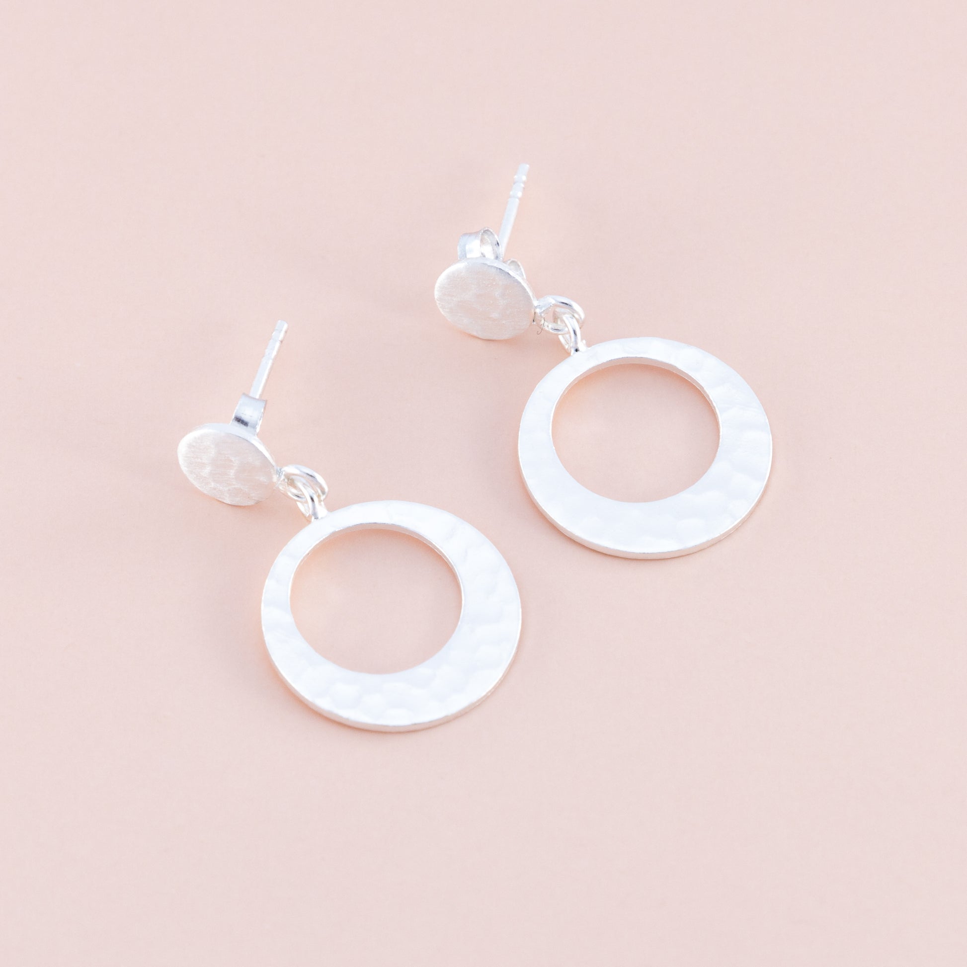 Sterling Silver Circle Hammered Earrings - The Silver Alchemist