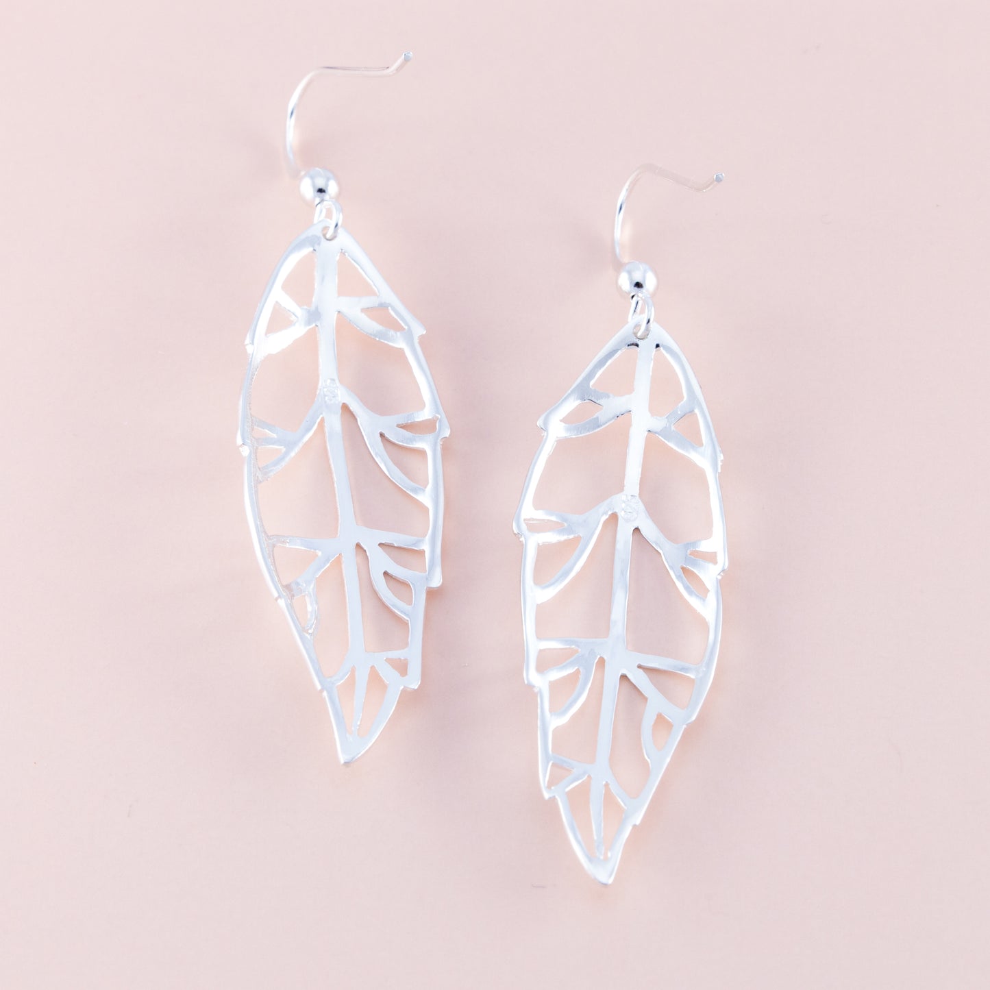 Skeleton Leaf Silver Earrings