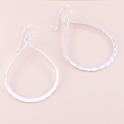 Sterling Silver Pear Shaped Hoops - The Silver Alchemist