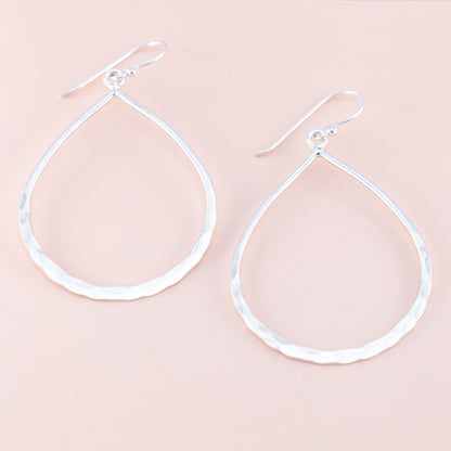 Sterling Silver Pear Shaped Hoops - The Silver Alchemist