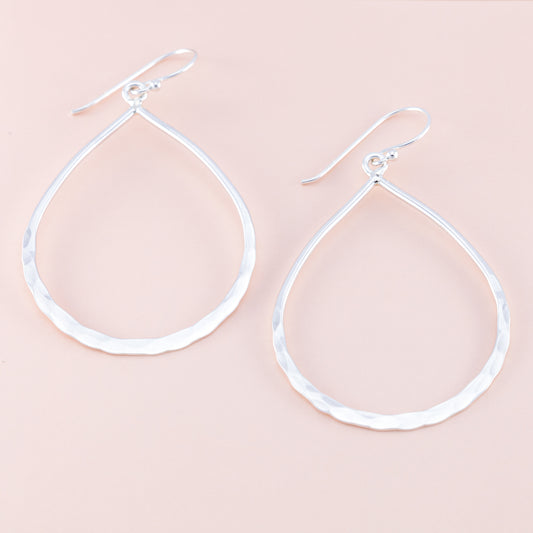 Sterling Silver Pear Shaped Hoops - The Silver Alchemist