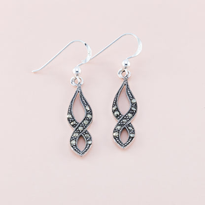 Sterling Silver Infinity Marcasite Earrings - The Silver Alchemist