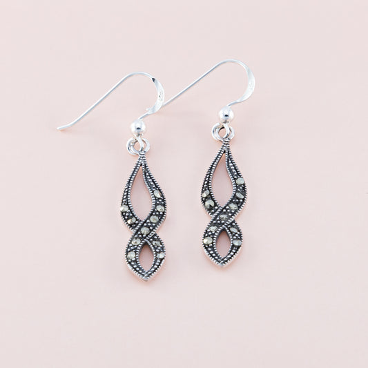 Sterling Silver Infinity Marcasite Earrings - The Silver Alchemist