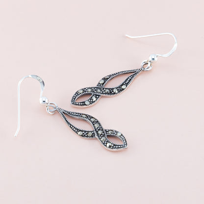 Sterling Silver Infinity Marcasite Earrings - The Silver Alchemist