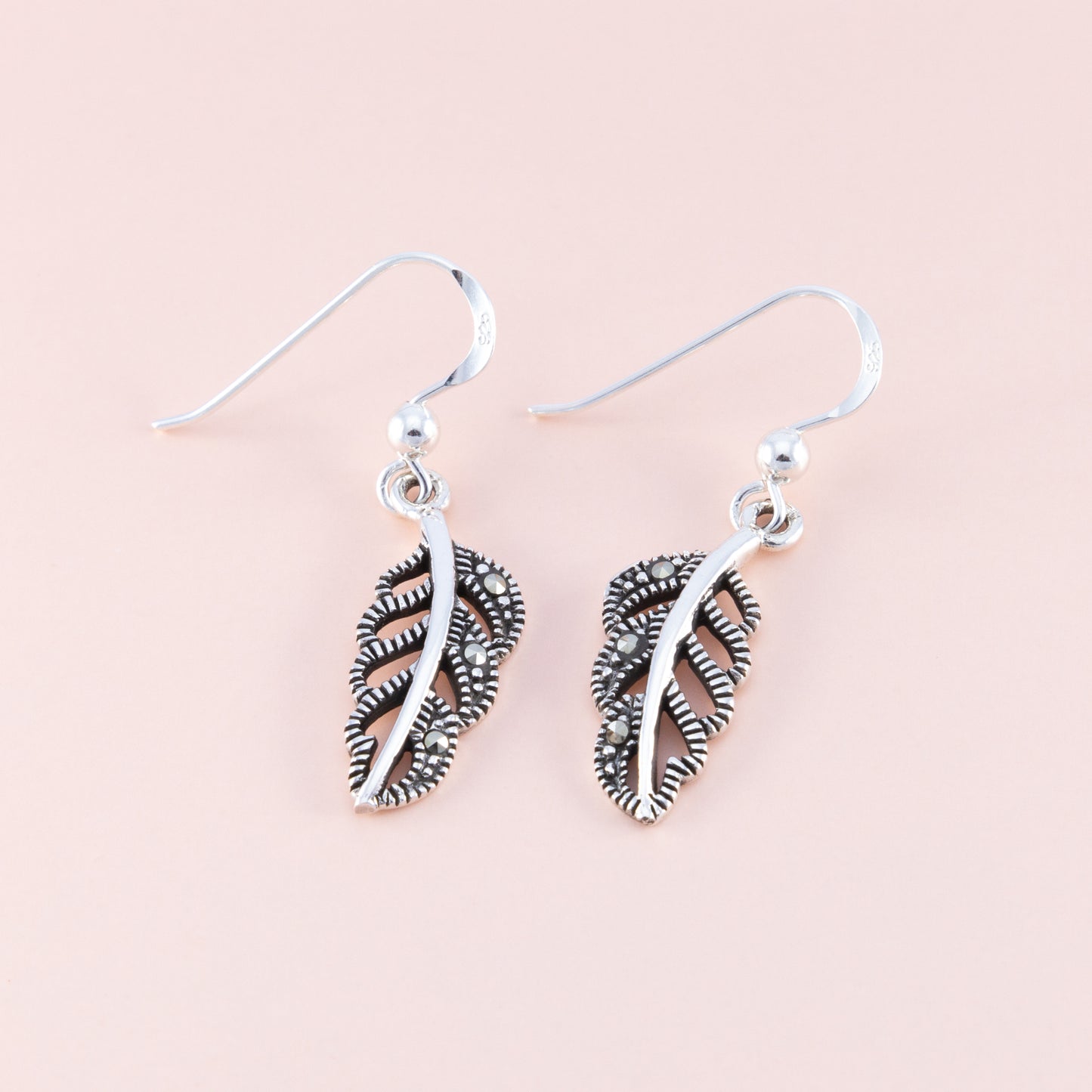 Sterling Silver Leaf Marcasite Earrings - The Silver Alchemist