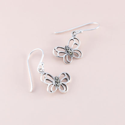 Sterling Silver Marcasite Butterfly Earrings - The Silver Alchemist