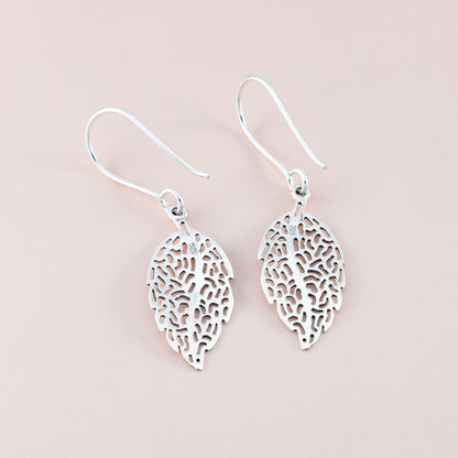 Intricate Leaf Silver Earrings