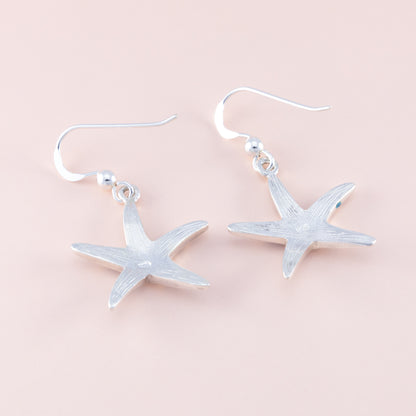 Blue Starfish Silver Earrings