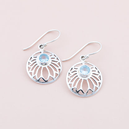 Sterling Silver Blue Topaz Filigree Earrings - The Silver Alchemist