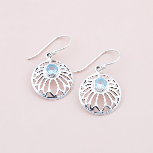 Sterling Silver Blue Topaz Filigree Earrings - The Silver Alchemist