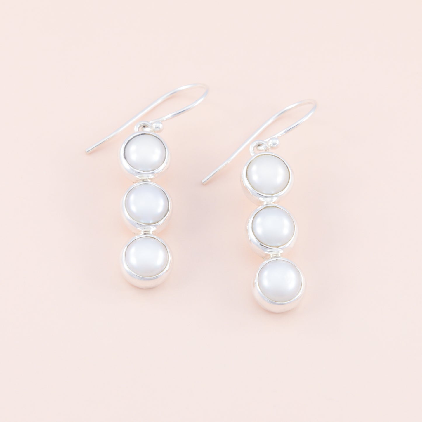 Sterling Silver Triple Pearl Drop Earrings - The Silver Alchemist