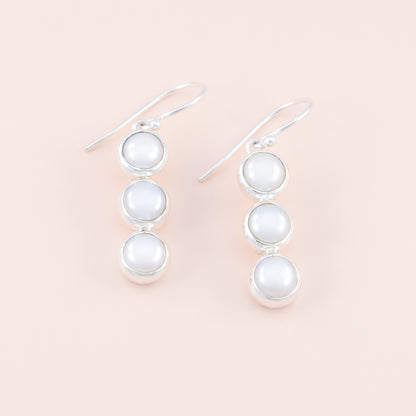 Sterling Silver Triple Pearl Drop Earrings - The Silver Alchemist