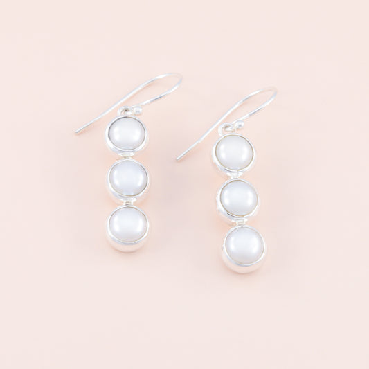 Sterling Silver Triple Pearl Drop Earrings - The Silver Alchemist