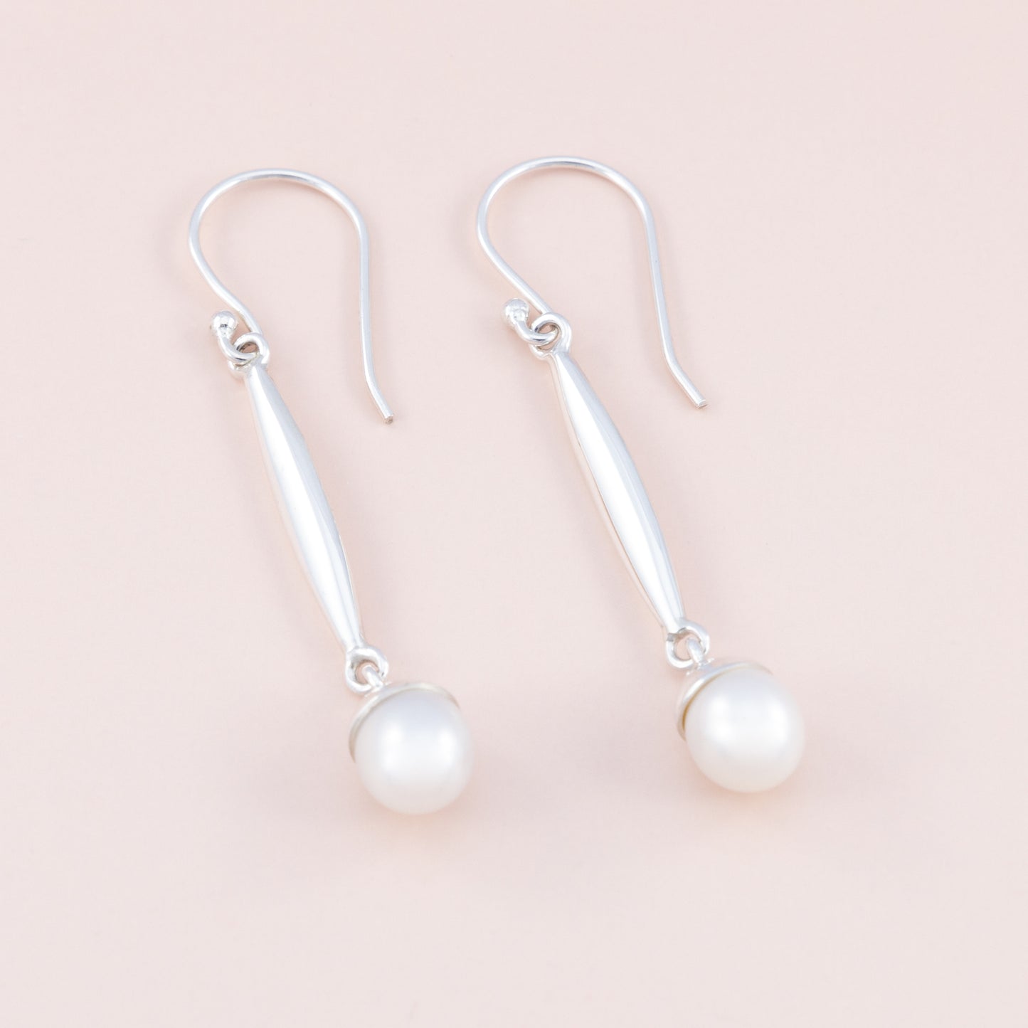 Sterling Silver Long Drop Pearl Earrings - The Silver Alchemist