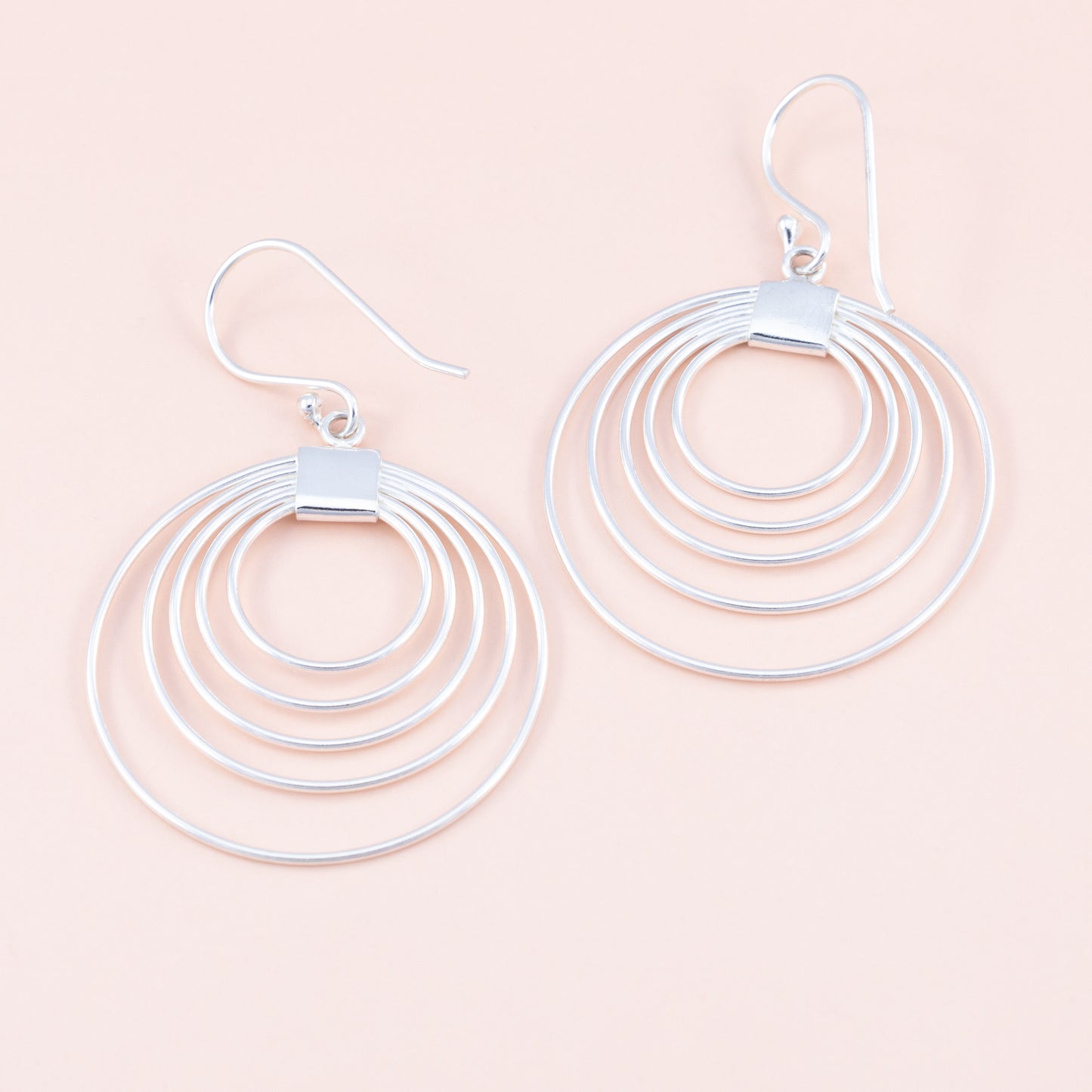 Fivefold Silver Dangle Earrings