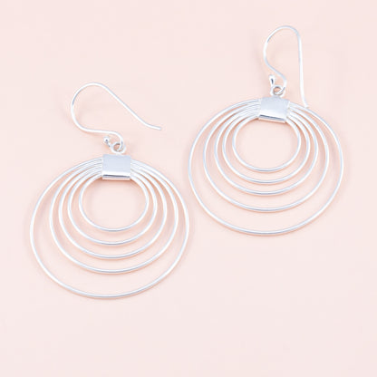 Fivefold Silver Dangle Earrings