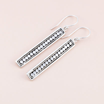 Sterling Silver Rectangular Drop Earrings - The Silver Alchemist