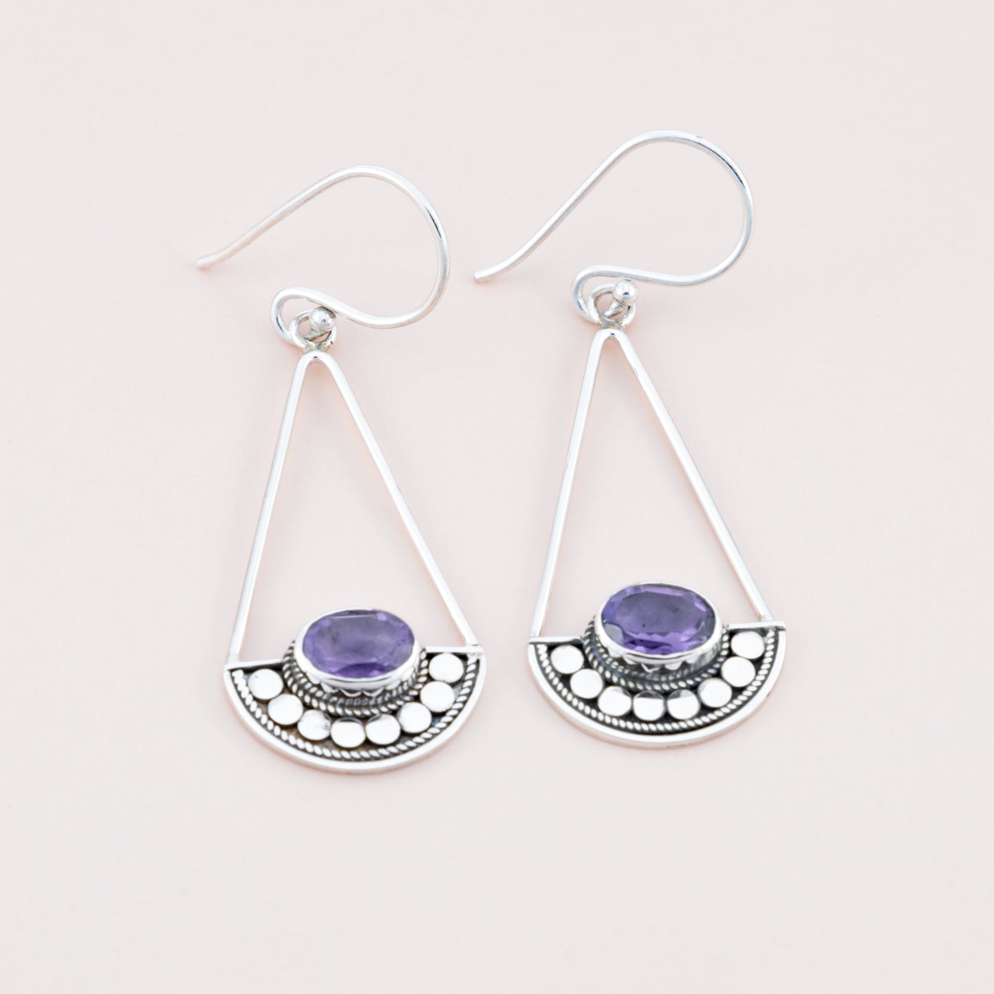 Sterling Silver Amethyst Gemstone Dangle Earrings - The Silver Alchemist