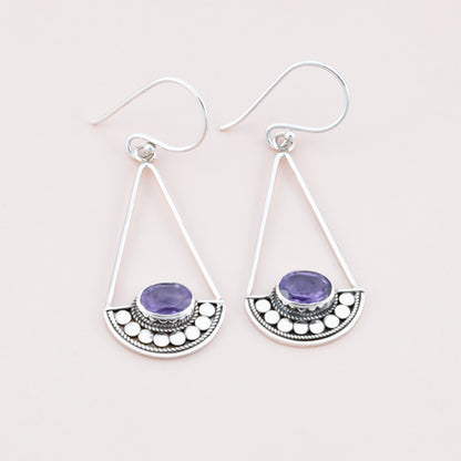 Sterling Silver Amethyst Gemstone Dangle Earrings - The Silver Alchemist